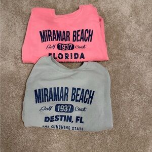 Miramar Beach Sweatshirt Set - Coral and Light Gray
